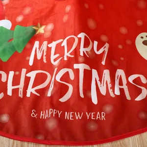 Falda roja para árbol de Navidad festiva con estampado Merry Christmas decorativa