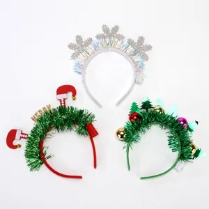 LED Light Up Christmas Headband Snowflake Elf Legs Christmas Ball Hair Band Festive Party Accessories For Women Kids Gift