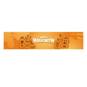Halloween Tischläufer mit niedlichen Kürbissen und Happy Halloween Text für Deko
