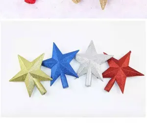 Detail showing colorful glittery five-pointed stars for Christmas tree topper decoration