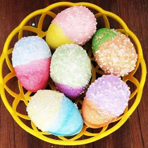 Colorful Speckled Foam Easter Eggs In Decorative Basket Vibrant Holiday Ornaments For Festive Home Table Party Display And Spring Decor
