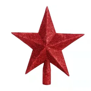 Classic glittery red Christmas tree topper star for festive holiday home decoration