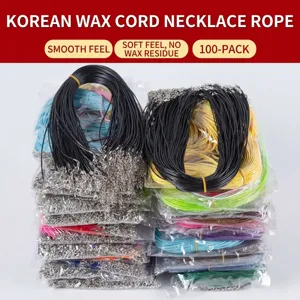100-pack colorful DIY wax cord necklace ropes with metal lobster clasps for jewelry