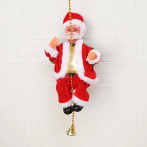 Babbo Natale elettrico musicale che si arrampica su catena di perline oro