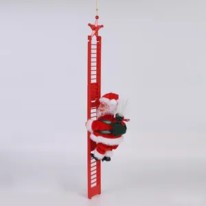 Elektrische klimmende Kerstman pop met rode ladder voor kerstversiering in huis op feestdagen