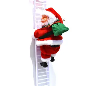 Elektrische klimmende Kerstman pop met witte ladder voor feestelijke kerstdecoratie in huis