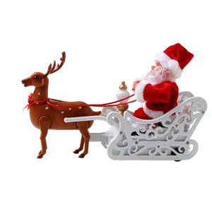 Electric Santa Claus reindeer sleigh musical toy for creative Christmas decoration gift