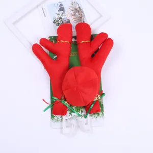 Christmas Reindeer Car Antlers Decoration Set Brushed Fabric Plush Antlers With Red Nose Bells Bows Festive Holiday Vehicle Accessories