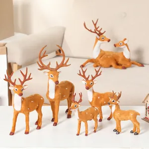 Renne de Noël Simulation Cerf Ornement Mini Statue d'Élan pour Bar Boulangerie Maison Centre Commercial Décoration Arbre de Noël