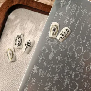 Vintage French badge style nail art stamping plate for intricate nail designs.