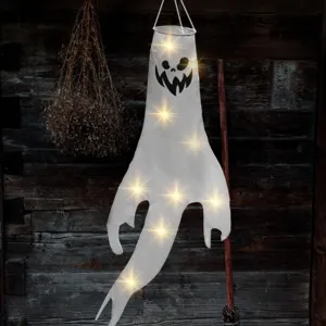 Halloween Leuchtende Geist Windbeutel Flagge Outdoor Hängende Dekoration Polyester Leuchtende Geist Festival Party Dekor