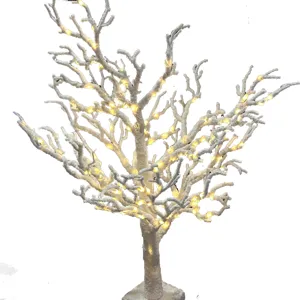 Elegant white frosted coral branch LED tree with warm yellow lights for Christmas decoration