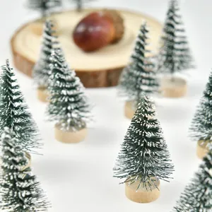 Mini árboles de Navidad con nieve para decoración festiva de mesa y escaparates