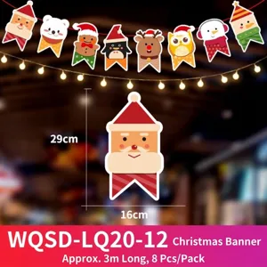 Dimensioni dettagliate dello striscione natalizio in cartone con motivi di Babbo Natale