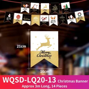 Decorazione striscione natalizio con renne e Babbo Natale, lunghezza 3 metri.