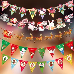 Festoni di carta natalizi con cartoni animati per decorazioni di feste natalizie.