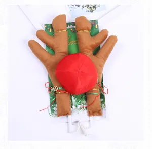 Plush Christmas reindeer antlers and red nose car decoration kit with decorative bells
