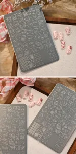 Stainless steel nail stamping plate with cute cartoon cat and star patterns