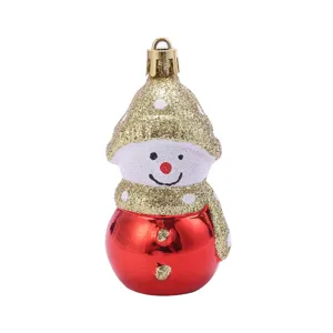 Glitterende sneeuwpop kerstbal in rood en goud voor feestelijke kerstboomdecoratie