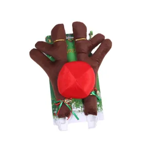 Plush brown reindeer antlers and red nose car decoration kit for Christmas holiday
