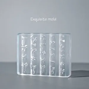 Molde de silicona de alta precisión para manicura con varios diseños de lazos 3D