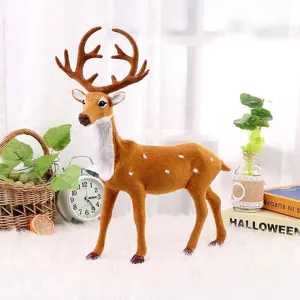 Decoración realista de reno de Navidad de peluche para el hogar y fiestas.