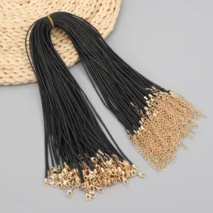 Retro Braided Waxed Cord Necklace Rope With Lobster Clasp Adjustable DIY Jewelry Finding Accessories For Pendants Wholesale