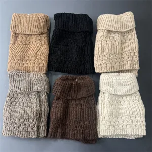 Merino Wool Slouch Socks For Women Solid Color Ribbed Knit Mid Calf Thermal Warm Fashion Winter Casual Hosiery