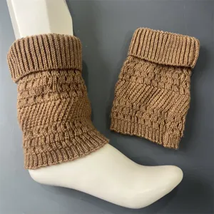 Merino wool knit slouch socks solid brown vertical stripe warm cozy winter calf socks