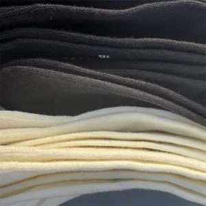 Detailaufnahme der Merinowoll-Socken, Textur zeigt schwarze und weiße geschichtete Stoffe.