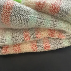 Detailed close-up view of thick thermal merino wool ski sock fabric showing soft loops.