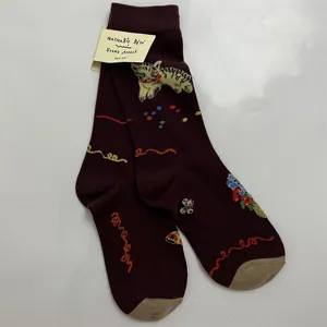 Retro cartoon cotton mid-tube socks forest style women fashion cute novelty socks daily wear