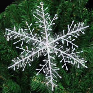 Copos de Nieve de Plástico Cepillado Adornos para Árbol de Navidad Colgantes Irisados Decoración Navideña para Ventanas Hotel Casa