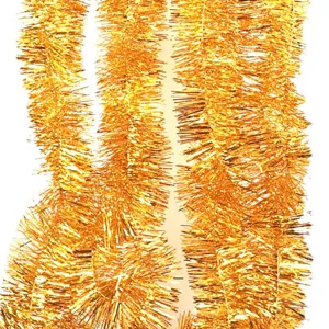 Schimmernde goldene Lametta-Girlande für festliche Weihnachts- und Geburtstagsdeko