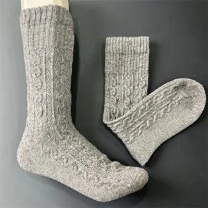 50% merino wool winter warm knit socks casual outdoor thick thermal mid tube socks grey