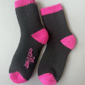Women thick merino wool warm winter socks casual athletic colorblock thermal crew socks