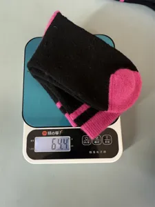Merino wool thick warm thermal winter socks for women, black and pink striped casual design.