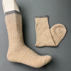 Merino wool mid-calf socks for women men, comfortable knitted thermal outdoor hiking socks detail view.