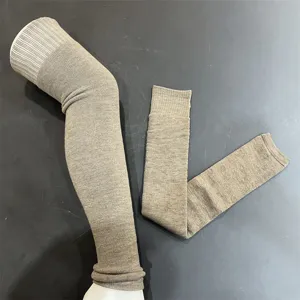 Thickened Merino wool knit leg warmers, solid color warm long leg sleeves for winter cozy daily wear.