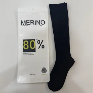 Black Merino wool knee high socks for women, ribbed knit thermal long socks, cozy winter wear