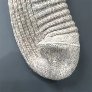 Close-up detail of women's merino wool knit socks featuring a soft ribbed texture design.