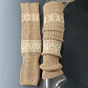 Merino wool vintage knitted leg warmers, thick warm winter long socks for daily wear.