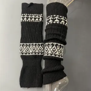 50% merino wool leg warmers retro thick knit black socks vintage winter knee warmers