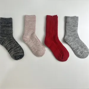Women's Merino Wool Socks Thickened Thermal Winter Mid Tube Crew Socks Soft Solid Color Casual Socks For Cold Weather