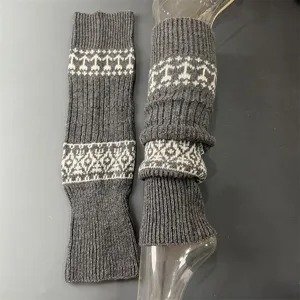 Merino wool knit leg warmers detail, vintage thick thermal winter long socks for women