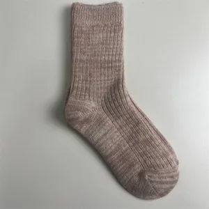 Thickened Merino wool ribbed knit mid-tube socks, warm and soft candy color winter socks for women.