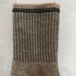 Close-up detail shot of Merino wool blend thermal knit socks, showing ribbed texture.