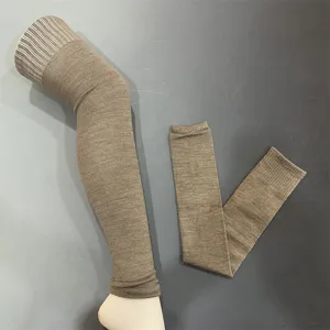 Merino wool blend thermal leg warmers solid color long knee high socks for women daily wear