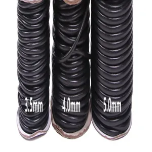 Comparison of black Korean wax cord thicknesses in 3.5mm, 4.0mm, and 5.0mm options.