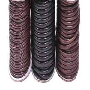 Macro detail showing three colors of durable Korean waxed cord for jewelry making DIY